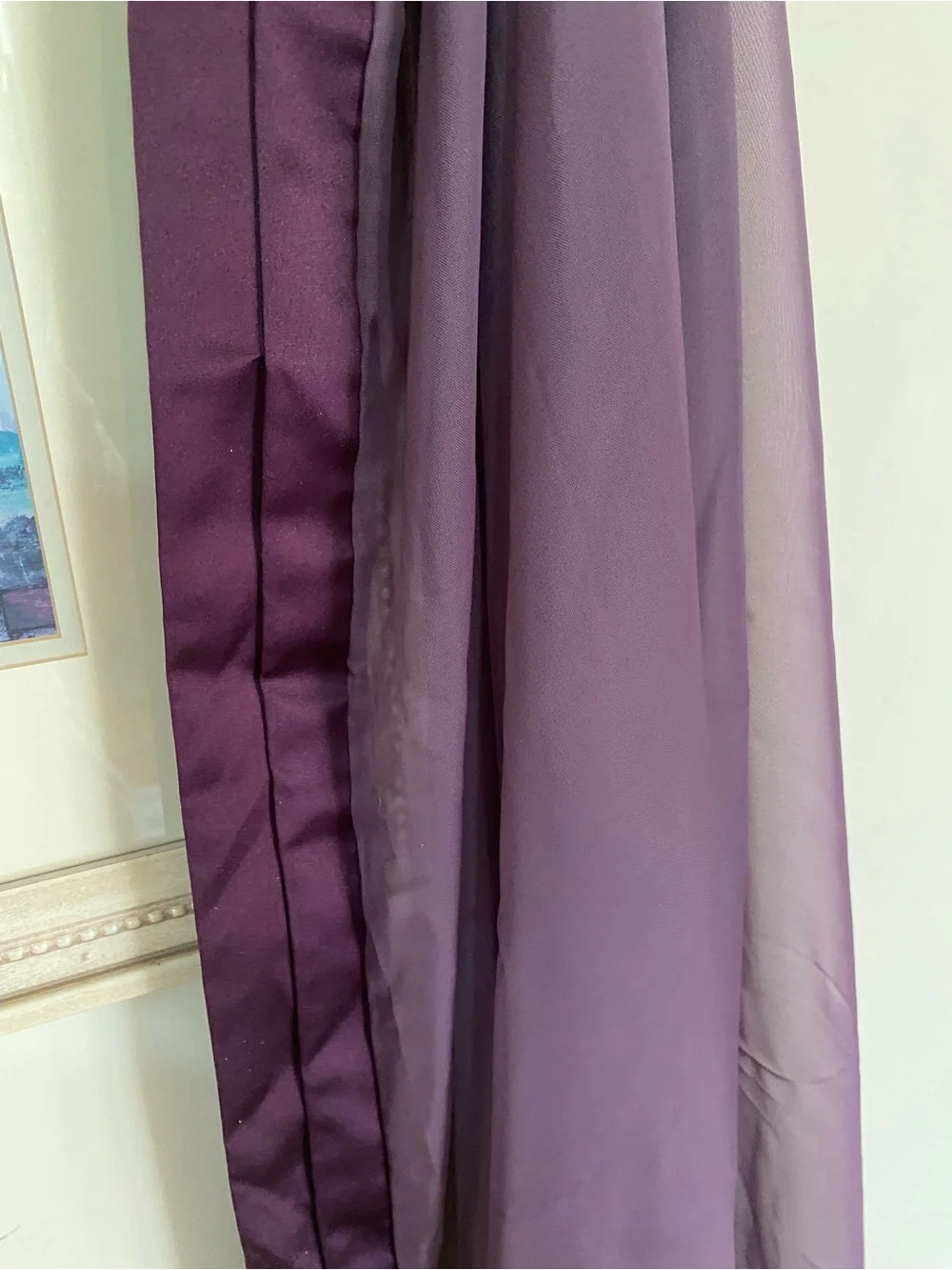 Eggplant Purple Sheer Window Scarf Valance 57x216 Satin Edge Curtain Panel